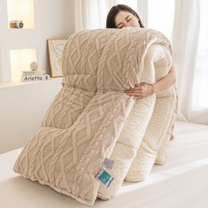 ציפוי צמר צמר צמר מעובה שמיכת צמר חם במיטת שמיכת קטיפה שמיכת פוך לשמיכה למבחר טלאים בחורף - Product Image 5