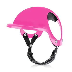 Casco per animali domestici caschi per cani da moto con fori per le orecchie sport casco per cani gatti (rosa) - Product Image 1