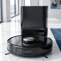 Robot Vacuum Cleaner Pintar dengan Daya Hisap 3500PA, Navigasi LDS Slam, Filter HEPA, Warna Hitam, Fungsi Menyapu & Mengepel, Dikendalikan melalui Aplikasi
