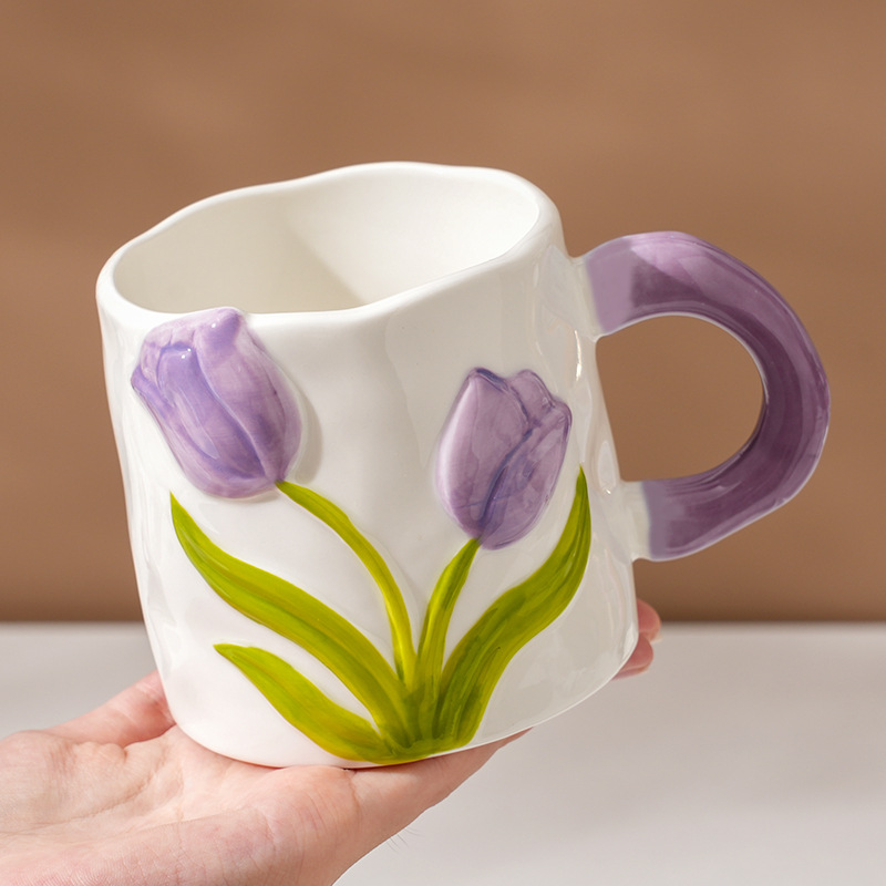 Taza individual tulipán violeta