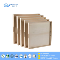 Ensemble de 5 plateaux décoratifs en bois de qualité supérieure, avec poignées découpées, pour table basse et décoration intérieure, vente en gros