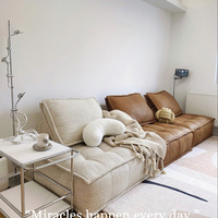 Canapé modulable Chesterfield au design moderne Meubles de salon de luxe modulaires Canapé en cuir confortable orange Canapé de chambre d'hôtel