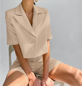 Runwaylover 1066 Mantel <span class=keywords><strong>Blazer</strong></span> Wanita Lengan Pendek dan Celana Pendek <span class=keywords><strong>Blazer</strong></span> Ramping - Product Image 4