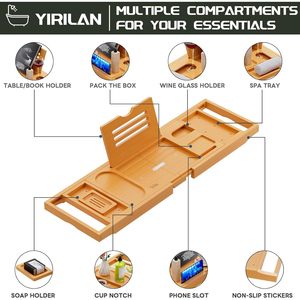Vassoio per vasca da bagno espandibile Premium Caddy riscaldamento unico per la casa e anniversario di matrimonio nuovi regali per la casa forniture da bagno espandibili - Product Image 5