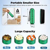 Organisateur de pilules portable hebdomadaire 7 jours, porte-clés étanche en alliage d'aluminium, options multicolores, logo personnalisable pour un rangement facile