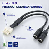 Kabel Harness Perakitan Konektor Molex 5557 8P ke Dual DIN Female 1 ke 2 Splitter Khusus 39012080 untuk Otomasi Industri Daya