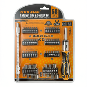 Jeu de douilles et embouts à cliquet Toolmak, 58 pièces, acier Cr-V, kit d'outils pour réparation à domicile - Product Image 2