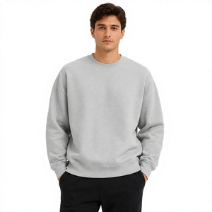 Custom <b>Men</b>’s Oversized <b>Crewneck</b> <b>Sweatshirt</b> Heavyweight Cotton Fleece Drop Shoulder Pullover OEM Streetwear <b>Sweatshirts</b> - Product Image 1
