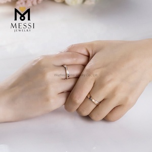 Anelli di Diamanti Messi in Oro Bianco e Rosa 18k, Anelli per Coppie con Fascia Incrociata, Anelli per Matrimonio e Fidanzamento - Product Image 2