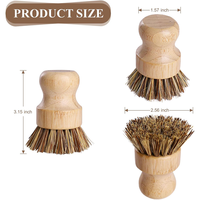 Conjunto de Escovas de Limpeza de Bambu e Palma com Cerdas de Sisal de Fibra Natural e Cabo de Madeira para Cozinha e Louça, Ecológico