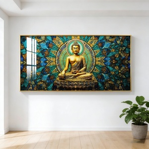 Nouvelle décoration murale, décoration de salon, art moderne, statue de Bouddha islamique, impression personnalisée, peinture en porcelaine 3D LED en cristal - Product Image 4