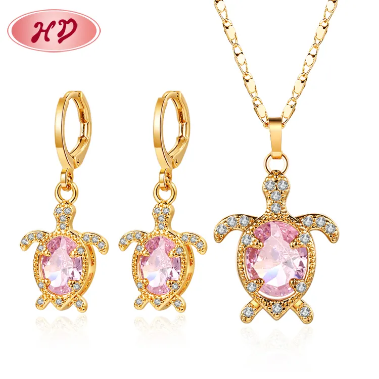 HD Good Sale Modedesign 18 Karat vergoldet billig schöne Schildkröte Gold Schmuck Sets für Mädchen