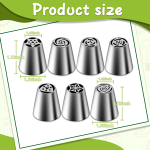 Lot de 7 douilles russes en acier inoxydable 304 avec poches à douille et coupleur – Outils de décoration de gâteaux pour débutants - Product Image 6