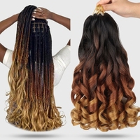 Tresses françaises 22 pouces, boucles françaises, tresses au crochet, extensions de cheveux synthétiques pré-étirées, mèches, tresses