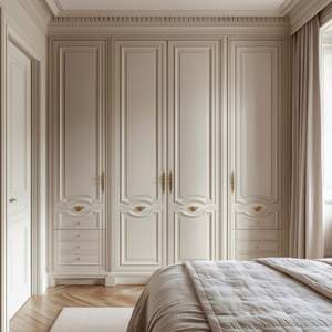 Armoire modulaire en bois massif de conception française moderne personnalisée pour la maison, la chambre à coucher, le vestiaire, le plafond, armoire de rangement tendance - Product Image 3