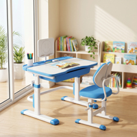 Table d'apprentissage moderne et minimaliste en PVC pour enfants, ensemble chaise et bureau d'écriture pour élèves du primaire avec fonction de réglage en hauteur