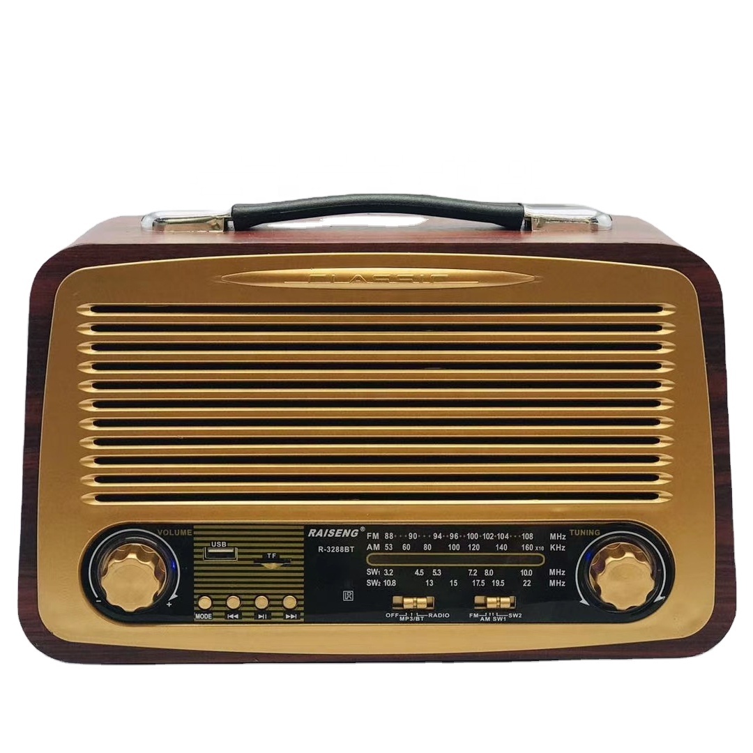 Raseng R-3288BT Retro Vintage Warna Kayu Radio Ac Dc Am Fm 3 Band Radio Klasik