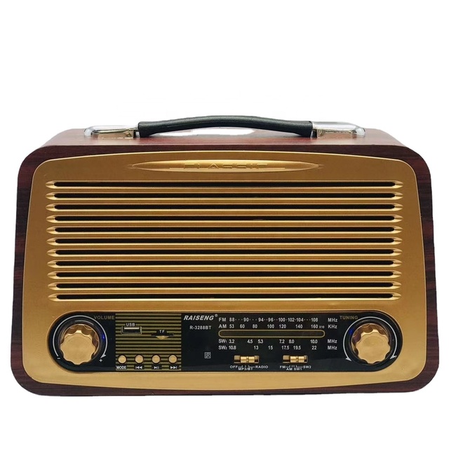 RAISENG R-3288BT Retro Vintage Wooden Color Radio Ac Dc Radio Am Fm 3 Band Classic Radio