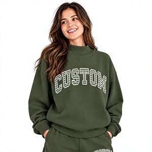 Sweat-shirt à col montant uni, style décontracté surdimensionné pour femme, design OEM personnalisé, pour toutes les saisons - Product Image 1