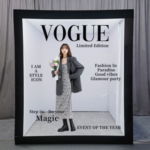2025 Nhà Máy Miễn Phí Tùy Chỉnh Logo Vogue Tạp Chí <span class=keywords><strong>Backdrop</strong></span> Với Phần Mềm Cho Phần Neon Photo Booth Hộp - Product Image 1