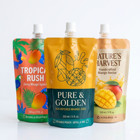 Pochette souple personnalisée de 330 ml avec bec verseur pour jus, idéale pour la maison et les voyages, refermable et facile à verser, emballage liquide
