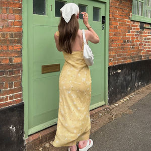 สไตล์สาวหวาน ชุดเดรสพิมพ์ลายดอกไม้ แต่งระบาย ชุดเดรสยาวสำหรับวันหยุด ชุดเดรสเก๋ไก๋โรแมนติกหรูหรา - Product Image 4