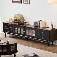 Meuble TV, Table Basse et Meuble de Rangement Haut de Gamme en Bois Massif, Style Mid-Century Moderne, Écologique et Durable, pour Salon, Chambre d'Hôtel
