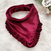 Nouveau Bandana pour Chien en Velours Luxe Bourgogne avec Volants Imprimés Design Fantaisie à Encliquetage Mode Accessoires pour Animaux de Compagnie Toutes Saisons