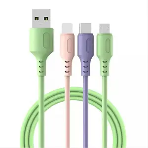 High-Speed Charging Type C Cable Fast USB C Liquid Silicone Data Cord with Micro Connectors Mobile Phone USB-C Charger Wire
