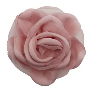 Bunga Satin Jala 8Cm, Bunga Dekorasi 3D, Kain Buatan Bunga untuk Gaun Pakaian