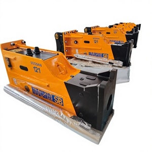 Marteau briseur hydraulique silencieux SOOSAN SB121 de type boîte pour excavatrice de 28 à 35 tonnes, burin de 155 mm, jaune, garantie 1 an - Product Image 1