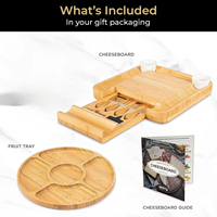Plateau à fromages personnalisé en forme d'échiquier, plateau de service pour charcuterie, plateau à découper, ensemble cadeau avec plateau à fruits pour Noël