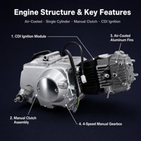 Ensemble moteur de moto Pit Bike personnalisé 110cc monocylindre refroidi par air, embrayage manuel, démarrage au kick, cylindre en aluminium