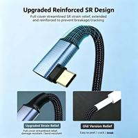 Câble de données USB 3.2 Gen 2 Type-C vers Type-C coudé à angle droit, 100W PD, 16 conducteurs en cuivre nu, vidéo 4K pour tablettes