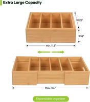 Organisateur de diviseurs de tiroirs de cuisine en bois de bambou extensible pour porte-ustensiles étagère de rangement réglable pour couverts et argenterie