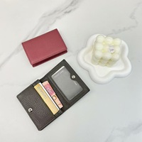 Dompet Kartu Kulit Sapi Asli Unisex Panjang Pendek dengan Poliester untuk Pria dan Wanita