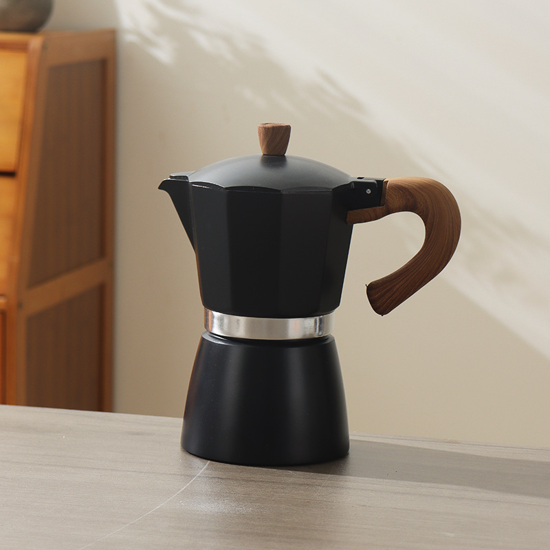 Single-valve moka pot-matte black-lid spray-painted