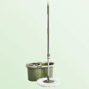 Haushalts boden reinigung 360 rotierende magische Mikro faser Spin Mop und Bucket Set mit leicht abnehmbarem Korb Teleskop griff