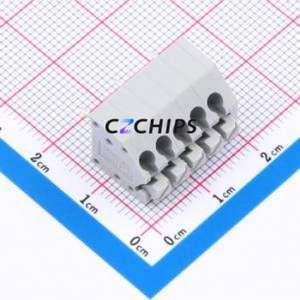 MX250-3.5-05P-B-GY01-Cu-A Spring Terminal Block P=3.5mm Connector ( Construction: 1x5P )( Pitch: 3.5mm )( Color: Gray ) - Product Image 1