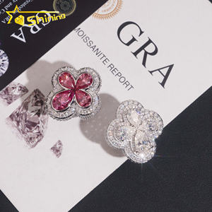 Anello da <span class=keywords><strong>Uomo</strong></span> Hip Hop con Quadrifoglio in <span class=keywords><strong>Argento</strong></span> <span class=keywords><strong>925</strong></span> Placcato Oro, Certificato GRA, Alta Qualità, Gioielleria Fine con Moissanite - Product Image 4