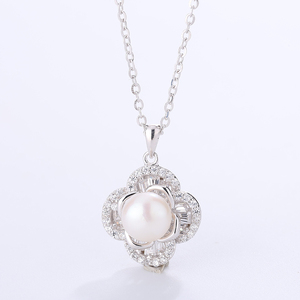 S925 Silver Freshwater Pearl Necklace CZ Twisted <b>Infinity</b> Loop Pendant Jewelry Anniversary Gift for Women - Product Image 3
