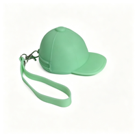 Mini sac à monnaie en silicone unisexe avec fermeture éclair, style casquette de baseball, motif dessin animé coréen mignon, couleur bonbon, pour clés et monnaie