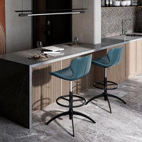 Tabouret de bar en bambou de style européen, hauteur réglable, dossier pivotant, chaise d'îlot design à pieds hauts, usage domestique, luxe léger