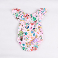 Maillot de bain fantaisie pour filles avec imprimé écailles et personnages, maillot de bain une pièce à épaules dénudées et volants pour tout-petits