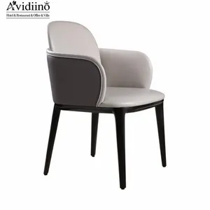AVIDIINO Hot Sale Banquet Hotel Restaurant Dining Chair Nordic Fabric Leather Solid Wood Chair Comfortable Backrest Armchair