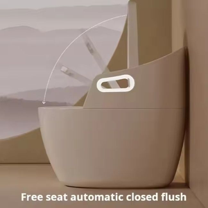 Fauteuil de toilette intelligent en céramique avec accoudoirs, dossier semi-circulaire, chasse d'eau automatique, siège chauffant, télécommande, monobloc - Product Image 5