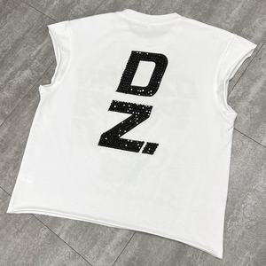 Chaleco Holgado Personalizado de Verano para Hombre, Estilo Urbano, 100% Algodón, Estampado, Camiseta sin Mangas para Correr, Diseño con Pedrería, Talla Grande - Product Image 2