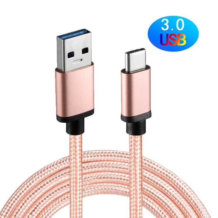 Kabel Transfer Data Tipe C usb 3.0AM ke Tipe C kepang nilon untuk ponsel komputer Universal Port C kabel USB 3.0 C