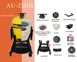 Barbecue Kamado Auplex en céramique de 15-23 pouces, modèle 2026, surface mate, cuisson au charbon, contrôle tactile de sécurité, céramique mate - Product Image 6