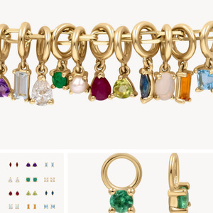 Lincy Sang Trọng Birthstone Đá Quý Quyến Rũ Thép Không Gỉ Quyến Rũ DIY Birthstone Quyến Rũ Mặt Dây Chuyền Cho Vòng Cổ - Product Image 3